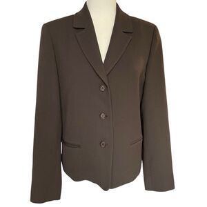 Vintage J Crew 100% Wool Blazer Suit Jacket Brown Classic Chic Career Womens 10